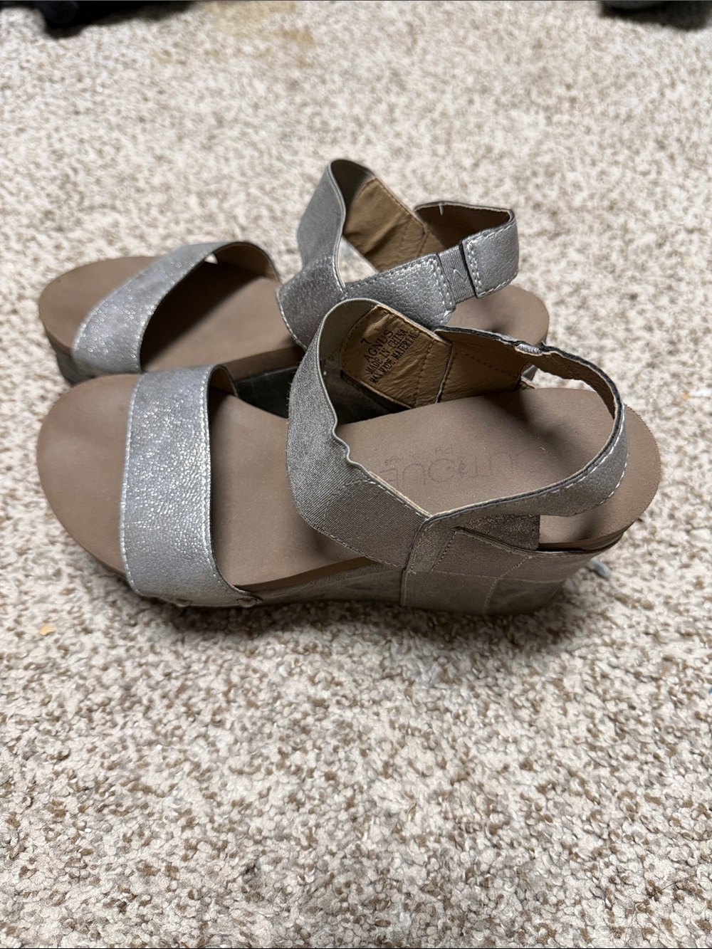 Sparkle Comfort Wedge Sandals in Silver